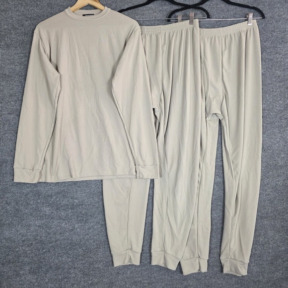 Advantage Wear & Gear Other - Advantage Wear & Gear Thermal Set 3 Pc L Tan Long Johns Pants Long Sleeve Shirt